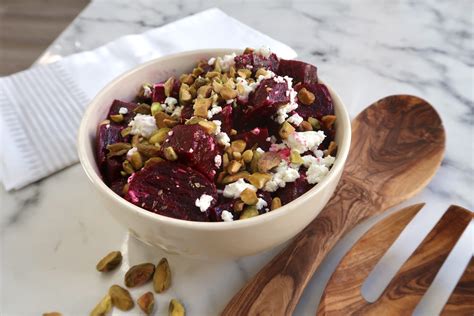 Simple Beet Salad with Goat Cheese and Pistachios