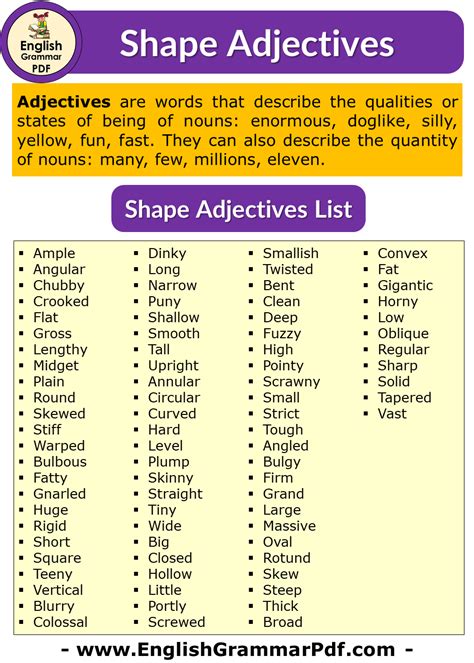 List of adjectives