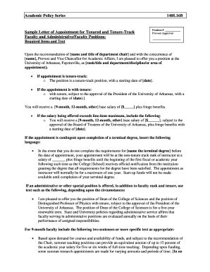 Fillable Online Sample Letter of Appointment for Tenured and Tenure ...