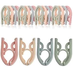Portable Travel Hangers, 12 PCS Portable Folding Plastic Clothes Coat ...