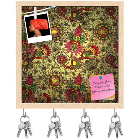 ArtzFolio Flower Paisley Design D1 Key Holder Hooks | Notice Pin Board ...