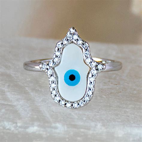 Hamsa Studded Evil Eye Ring | Upakarna | Anti-tarnish Jewellery