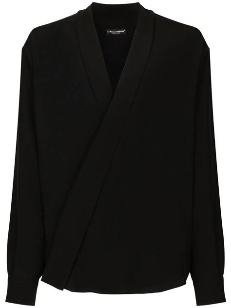 Dolce & Gabbana V-neck long-sleeved Silk Shirt - Farfetch