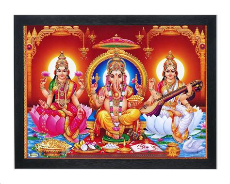 Paintsio Maa Lakshmi Avatar with Saraswati and Ganesh JI Diwali Pooja ...