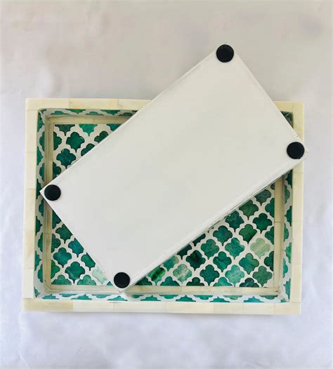 Buy Jodha Pigeon and Poodle Prescott Turquoise Tray set of Two In Bone ...