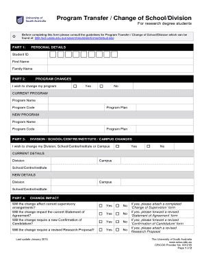 Fillable Online Program transfer / Change of school/division form ...
