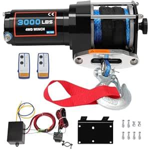 TFGCSG 12V 3000-lb Load Capacity Electric Winch Kit with Synthetic Rope ...