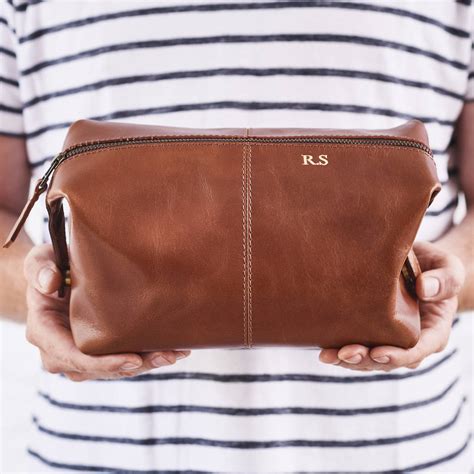 Personalised Initials Leather Wash Bag By Vida Vida