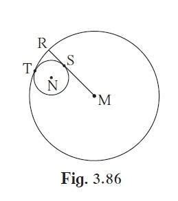 In figure 3.86, circle with centre M touches the circle with centre N ...