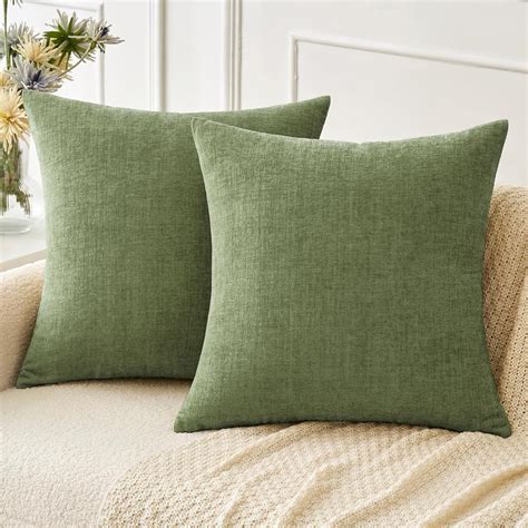 MIULEE Pack of 2 Forest Green Throw Pillow Covers 18x18 Inch Soft ...