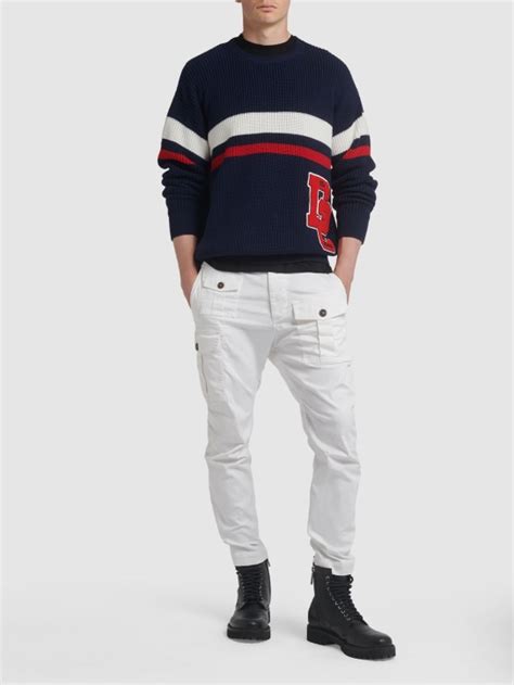 Logo ribbed wool crewneck sweater - Dsquared2 - Men | Luisaviaroma