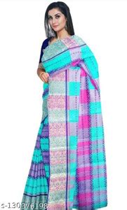 Buy Pal Handloom Self Design Tant Pure Cotton Light Blue Sarees Online ...