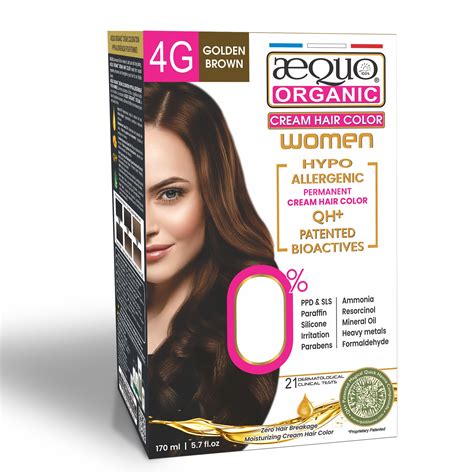 Aequo Organic Cream Hair Colour for Women- 170ml- 4G Golden Brown ...