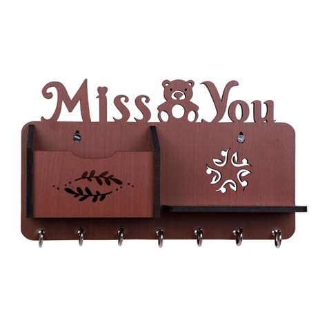 Sehaz Artworks Miss-You-BR-KeyHolder Wooden Key Holder (7 Hooks ...
