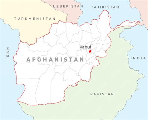 Premium Vector | Afghanistan map with capital kabul most important cities and national borders