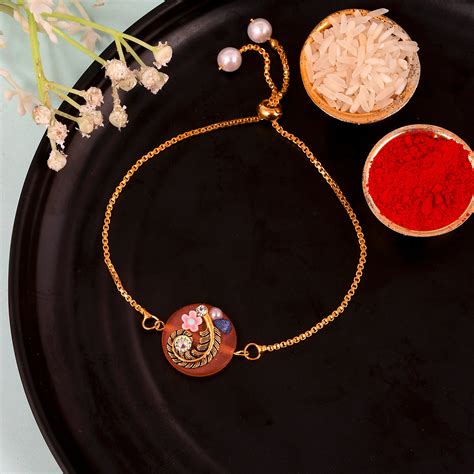 Buy Bandhan Round Stone Rakhi Online at SweeDesi