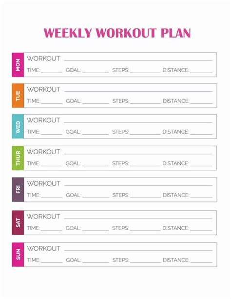 Weekly Workout Plan 的图像结果