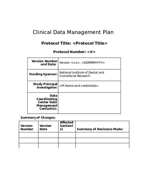 Image result for Data Management Plan Template