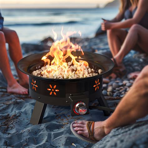 Furnimics Outdoor Fireplaces Propane Fire Pit Portable Round Fire pit ...