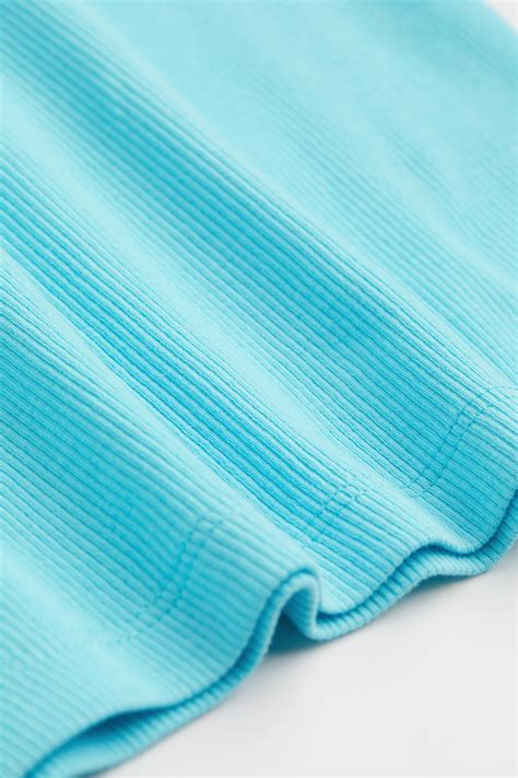 Ribbed cropped top - Turquoise - Ladies | H&M IN
