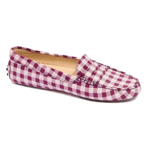 G5138 mocassino donna TOD'S violet/white suede check loafer woman