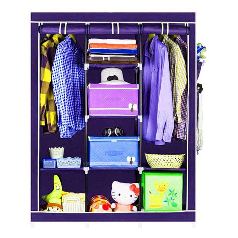 Muren Collapsible Wardrobe Clothes Cabinet Storage Organiser(Purple ...
