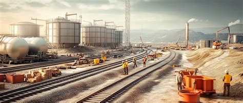 Quotconstruction team working on new rail terminalquot | Premium AI ...
