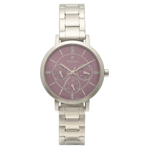 Buy Online Titan Quartz Multifunction Purple Dial Stainless Steel Strap ...