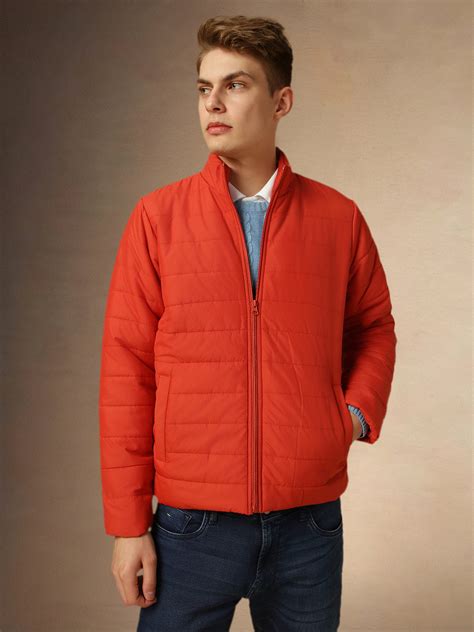 Men's Rust Mock Neck Full Sleeves Regular Fit Padded Jacket – DENNIS LINGO