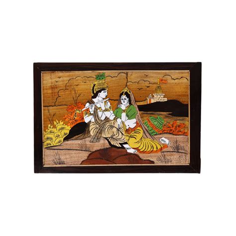 Mysore Inlay Rosewood Painting of Radha Krishna Playing Flute – Natriel