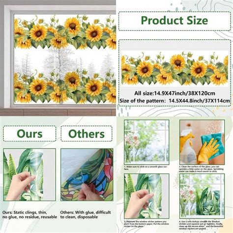 Sunflower Window Clings Gold Flower Spring Removable Glass Window ...