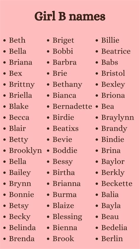 Beautiful Girl Names Starting with B