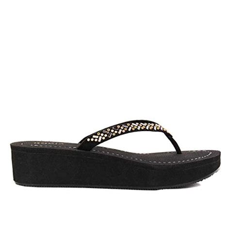 Rocia Black Diamond t-Strap Wedges : Amazon.in: Shoes & Handbags