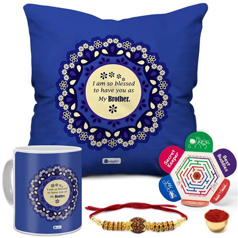 Indigifts Bless to Have Bhaiya Quote Printed Gift Set of Cus 12"X12 ...