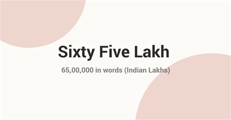 65,00,000 in Words - Indian Rupees & International Format