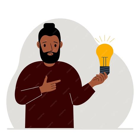 A man holds a light bulb in his hand idea concept brainstorming ...