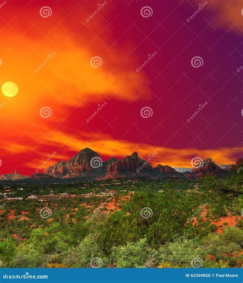 Sunset Sedona Arizona stock photo. Image of bright, natural - 62369850