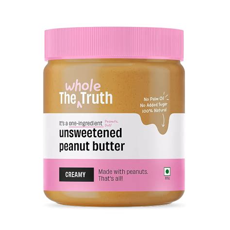 The Whole Truth - Unsweetened Peanut Butter | 325g | Creamy | No Added ...