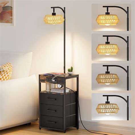 Floor Lamp with Table, End Table Lamp with Charging Station (USB & AC ...