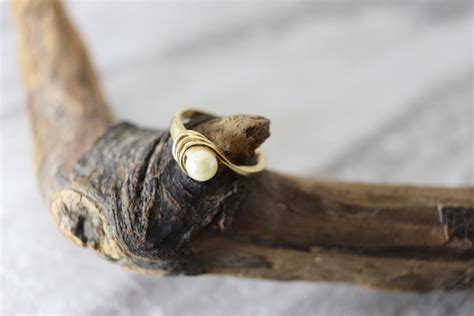 Vintage Faux Pearl 18 KT GE Solitaire Ring, Size 8 Estate Ring, Estate ...