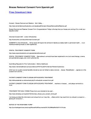 Fillable Online Braces Removal Consent Form Spanish Fax Email Print ...