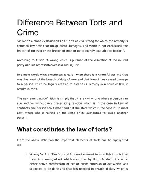Difference Between Torts and Crime - Difference Between Torts and Crime ...
