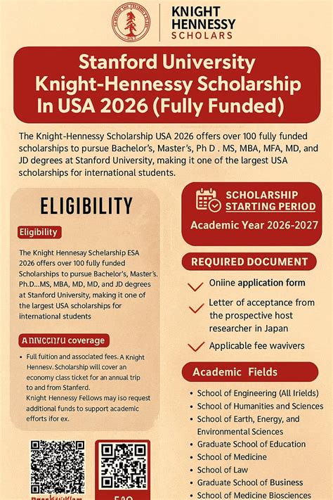 Stanford University Knight Hennessy Scholarship In USA 2026 (Fully ...