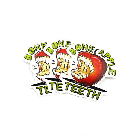 Bone Apple Teeth Sticker – Playing Possum Clothing Co.