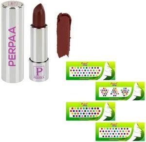 Perpaa PUSH BUTTON MATTE LIPSTICK AND MULTI COLOUR BINDI COMBO Price in ...