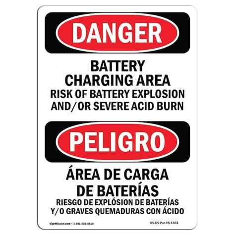 Signmission Safety Sign, OSHA Danger, 18" Height, Aluminum, Battery ...