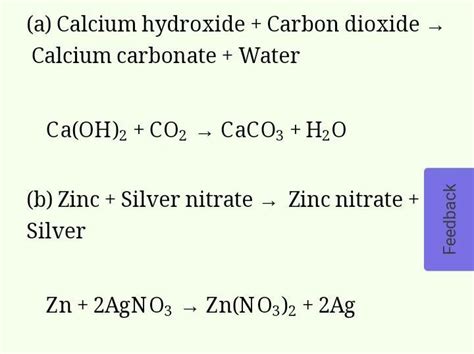 . Write balanced chemical equations for the following chemical ...