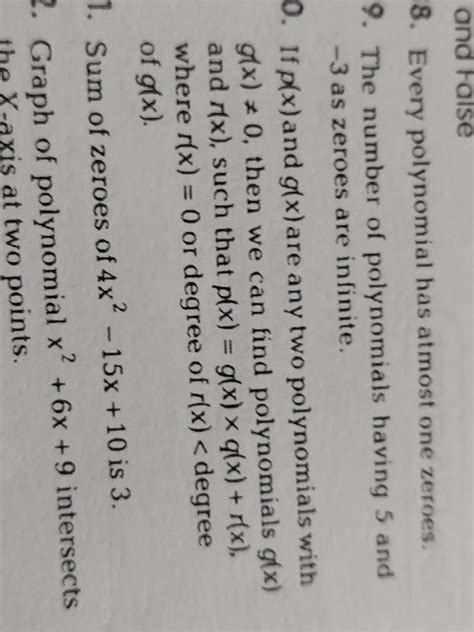 1. If p(x)and g(x)are any two polynomials with g(x) ≠ 0, then we can ...
