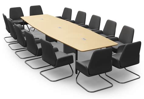 Conference table ELLA480 beige with cable duct + 14 MARIE chairs