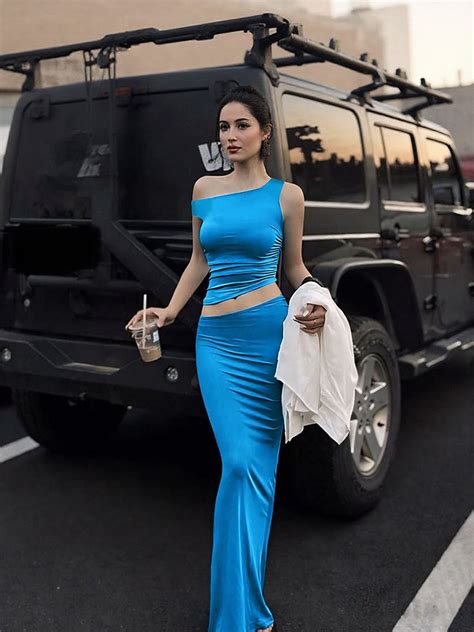 Shop Blue Cami Fitted Top And Fitted Skirt Co-Ord Set - for Women ...